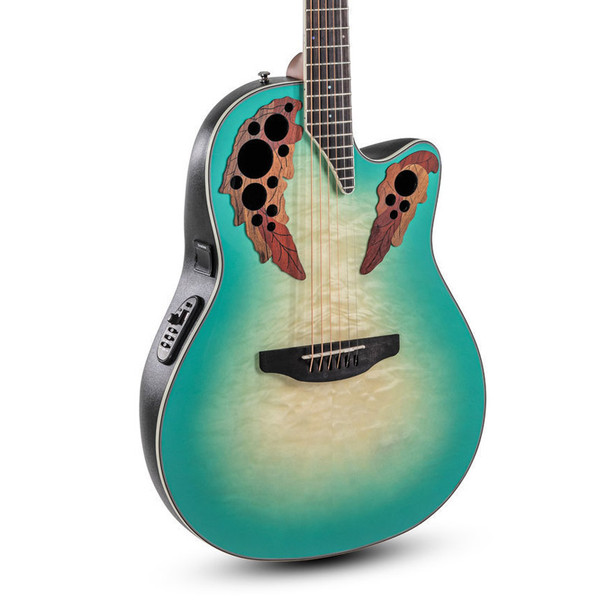 Ovation CE44X-9B Celebrity Elite Exotic Electro-Acoustic Guitar, Mint Green 