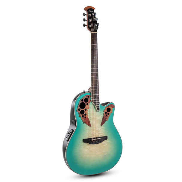 Ovation CE44X-9B Celebrity Elite Exotic Electro-Acoustic Guitar, Mint Green 