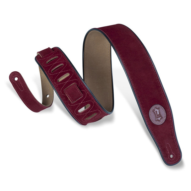 Levys MSS3-BRG 2.5 inch Leather Guitar Strap, Burgundy 