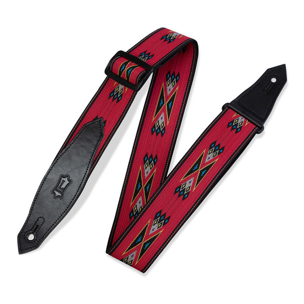 Levys MSSN80-RED 2 inch Polypropylene Jacquard Weave Navajo Guitar Strap, Red 