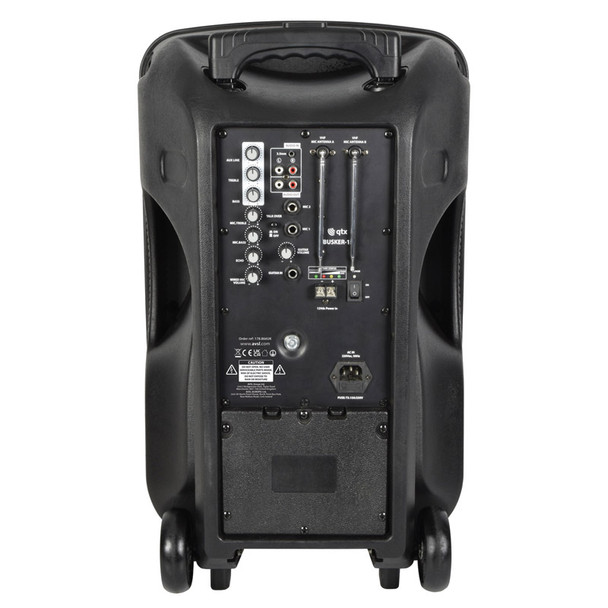 QTX Busker-12 Portable PA System with 2 x VHF Wireless Microphones 