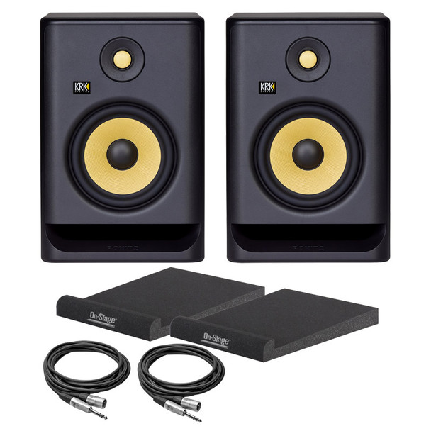 KRK Rokit RP7 G4 Active Studio Monitors with Isolation Pads and Cables 
