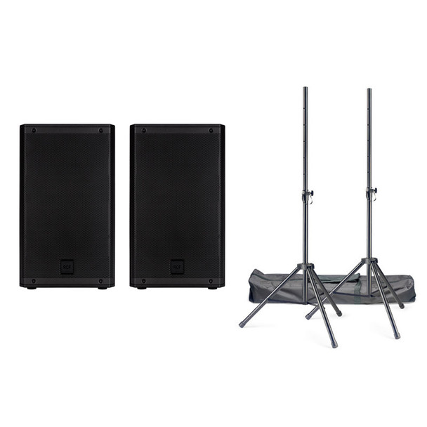 RCF ART 910-A Active PA Speaker Bundle with Stands & Cables 