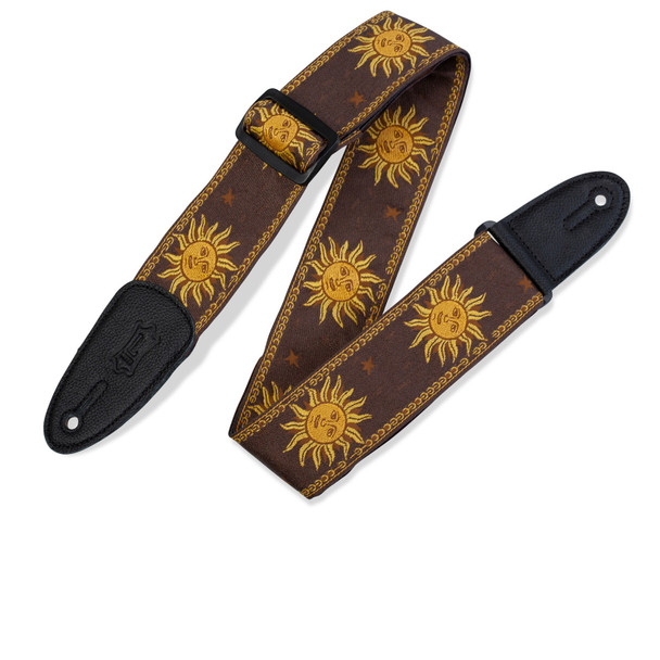 Levys MPJG-SUN-BRN 2 inch Sun Design Jacquard Weave Guitar Strap, Brown 