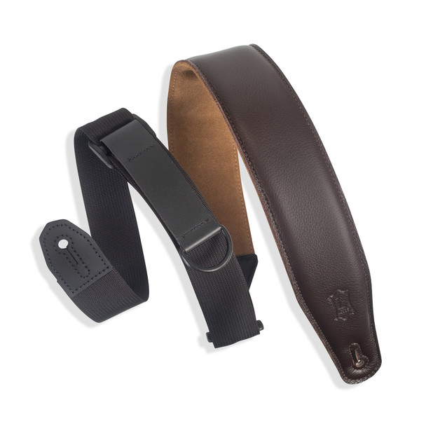 Levy's MRHGS-DBR Garment Leather 2 1/2 Inch Guitar Strap, Dark Brown 