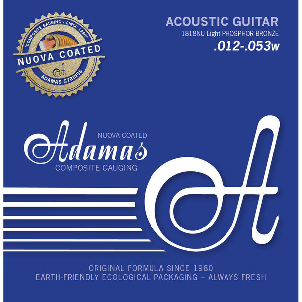 Adamas Nuova Coated 1818 Light Phosphor Bronze Acoustic Guitar Strings 12-53 