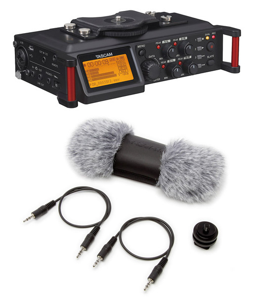 Tascam DR-70D 4-Channel Audio Recorder and Accessories Bundle 