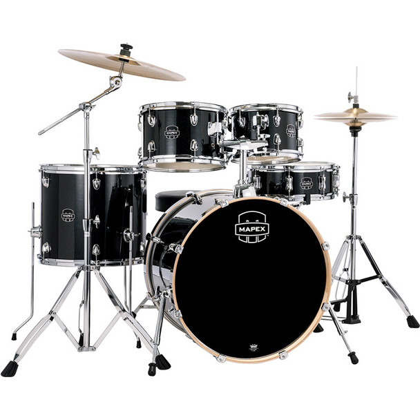 Mapex Venus 22 Inch Rock Drum Kit with Hardware and Cymbals in Black Galaxy 