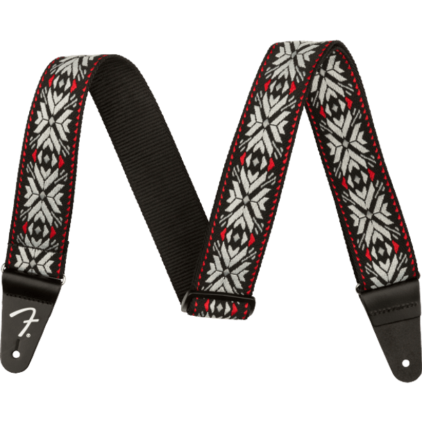 Fender Pasadena Woven Guitar Strap, Red Snowflake 