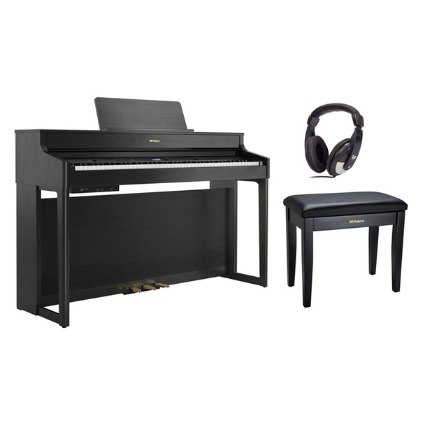 Roland HP702-CH Digital Piano, Charcoal Black with Bench and Headphones 