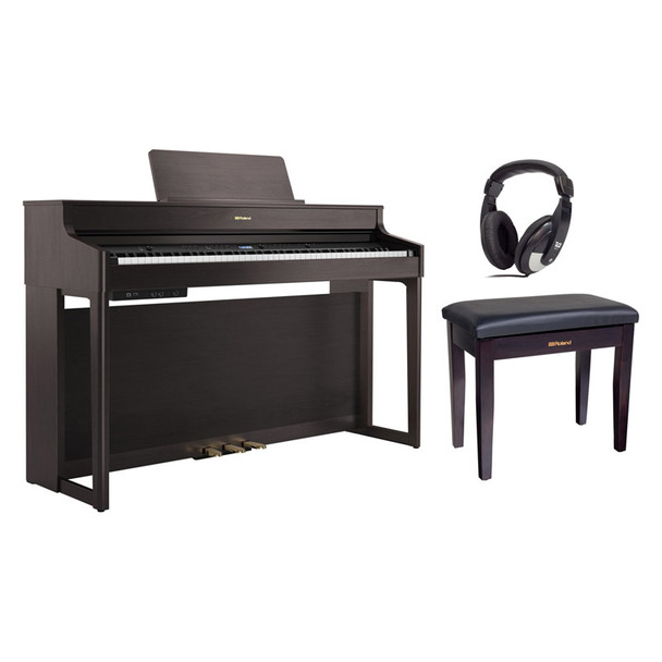 Roland HP702-DR Digital Piano, Dark Rosewood with Bench and Headphones 