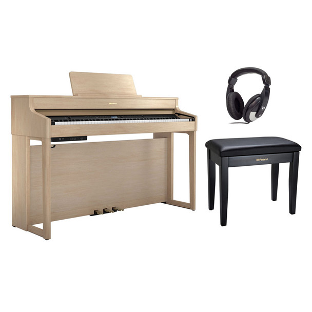 Roland HP702-LA Digital Piano, Light Oak with Bench and Headphones 