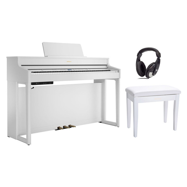 Roland HP702-WH Digital Piano, White with Bench and Headphones 