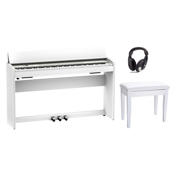 Roland F701-WH Digital Piano, White with Bench and Headphones 