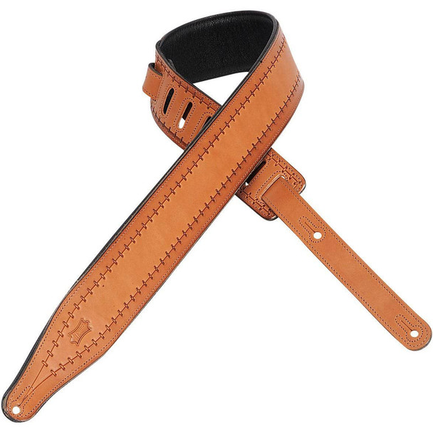 Levy's 2.5 Inch wide veg-tan leather guitar strap, Rusty 