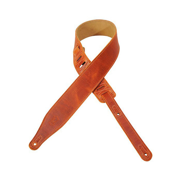 Levy's 2.5 Inch wide veg-tan leather guitar strap - Rust 