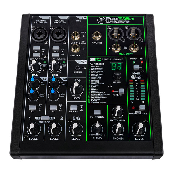Mackie ProFX6v3 6 Channel 6 Mixer with USB & FX 