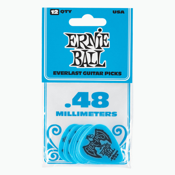 Ernie Ball Everlast Blue 0.48 MM Picks, 12 Pack 