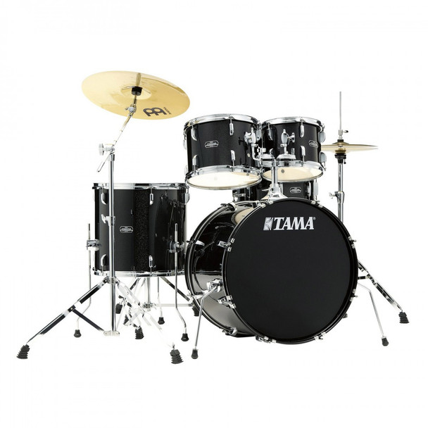 Tama Stagestar 22 Inch 5pc Drum Kit with Hardware and Zildjian Cymbals, Black Night Sparkle 