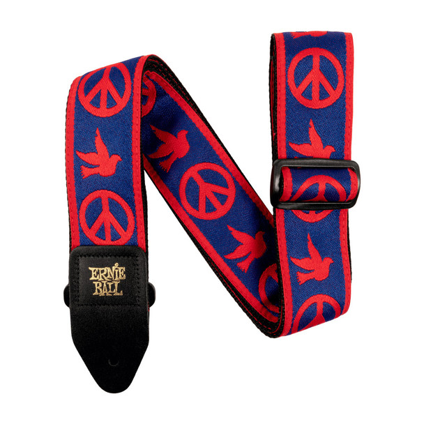 Ernie Ball Strap Jacquard Red & Blue Peace Love Dove 