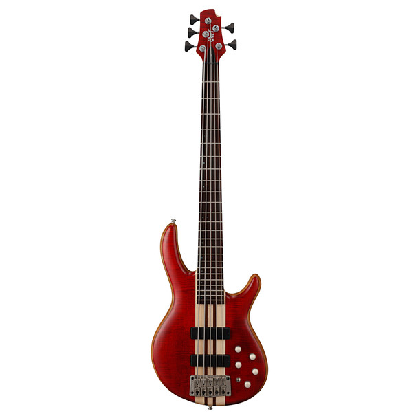 Cort Artisan A5 Plus FMMH Electric 5 String Bass, Open Pore Black Cherry 