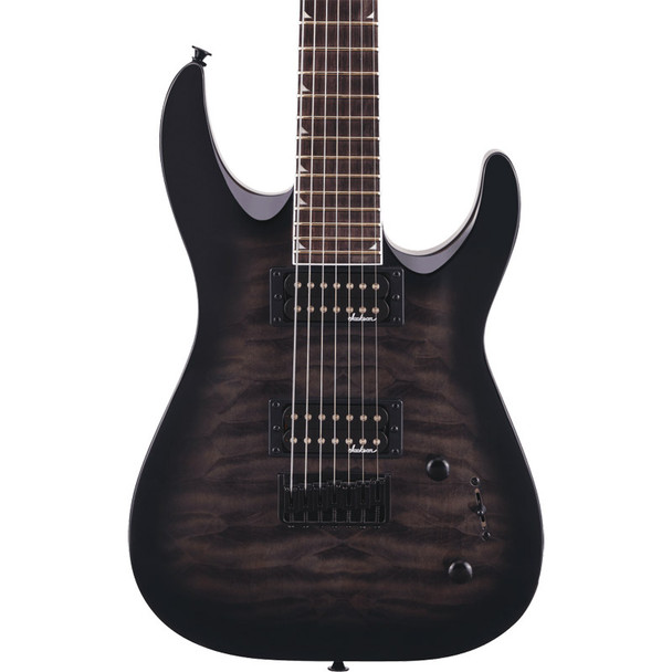 Jackson JS22Q-7 DKA Quilted Maple Electric Guitar, Transparent Black Burst 