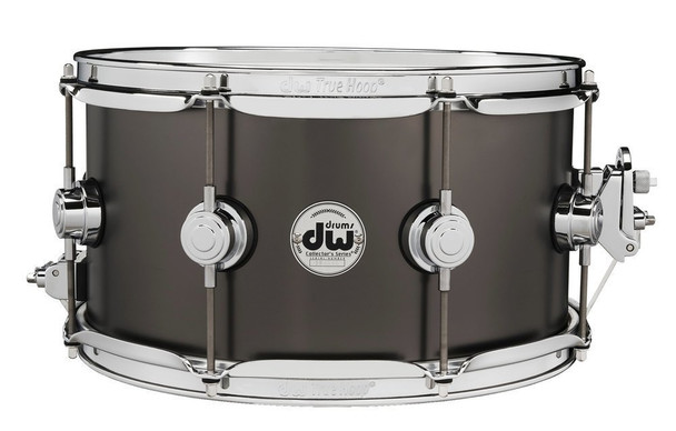 DW DRVD0713SVCBK 13 x 7 inch Snare Drum Satin Black over Brass 