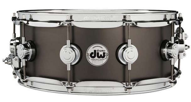 DW DRVD5514SVCBK 14 x 5.5 inch Snare Drum, Satin Black over Brass 