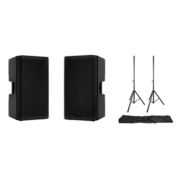 RCF ART 915-A Active PA Speaker Bundle with Stands & Cables 