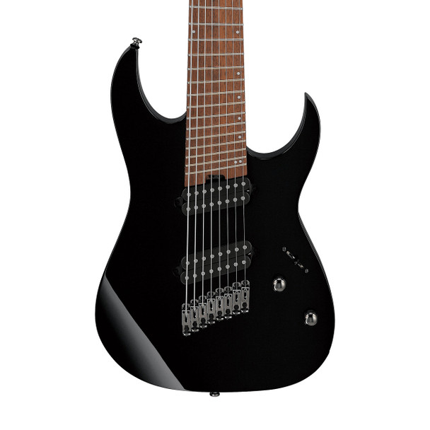 Ibanez RGMS8-BK RG Iron Label 8-String Electric Guitar, Black 