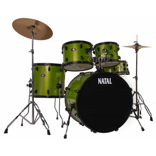 Natal DNA F22 5-Piece Complete Drum Kit with Cymbals, Acid Green 