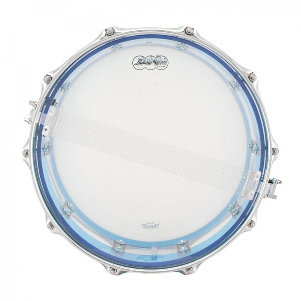 Ludwig 50th Anniversary Vistalite 14x6.5 Inch Snare Drum in Clear Blue 