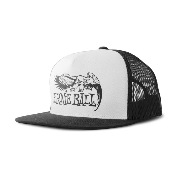 Ernie Ball Black Eagle Logo Cap with Mesh Back, White 