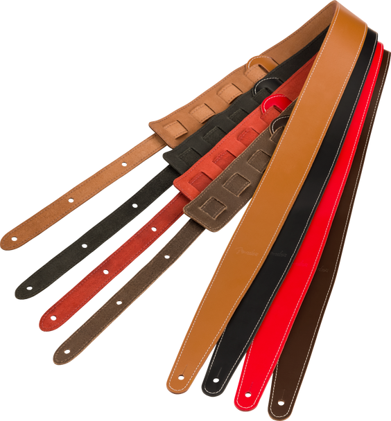 Fender Essentials 2 inch Economy Leather Strap, Brown 