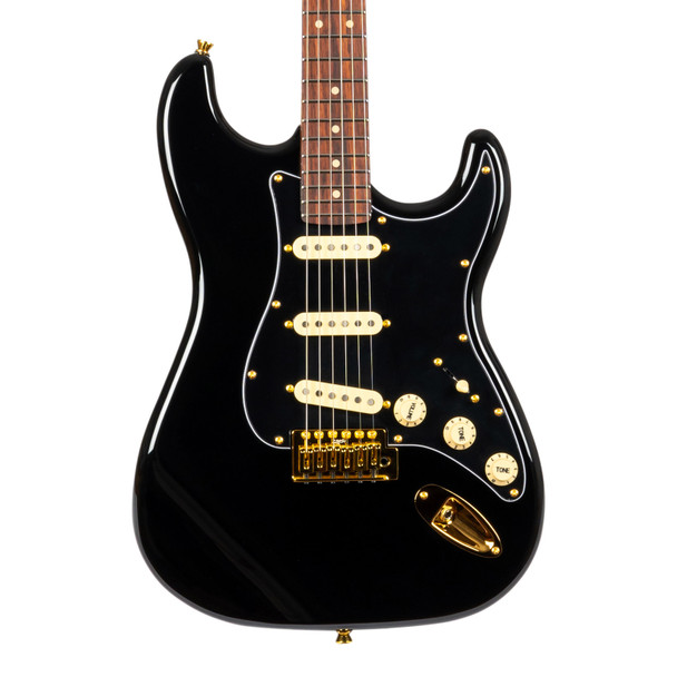 Jet JS-380 BK G Electric Guitar, Black with Gold Hardware 