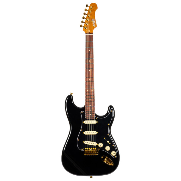 Jet JS-380 BK G Electric Guitar, Black with Gold Hardware 