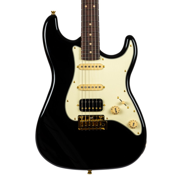 Jet JS-480 BK G Electric Guitar, Black with Gold Hardware 