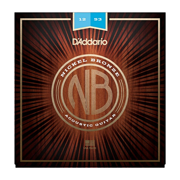 D Addario NB1253 Nickel Bronze Acoustic Guitar Strings, Light, 12-53 