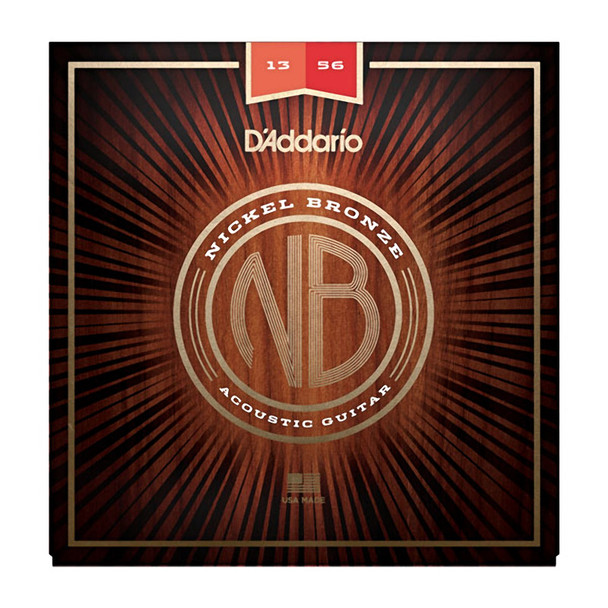 D Addario NB1356 Nickel Bronze Acoustic Guitar Strings, Medium, 13-56 