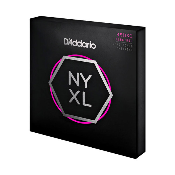 D Addario NYXL45130 Nickel Wound Bass Guitar Strings, 5-string Reg Light, 45-130 