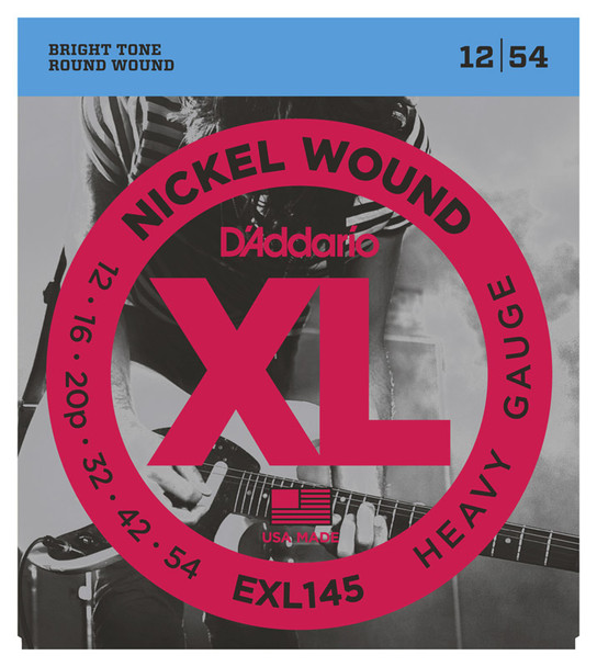 D'Addario EXL145 Nickel Wound Electric Guitar Strings, Heavy, 12-54 with Plain Steel 3rd 