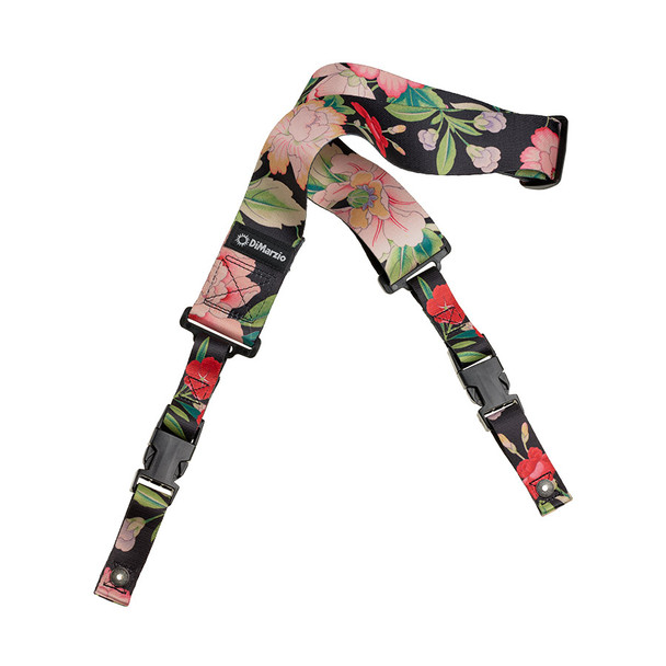 DiMarzio ClipLock Steve Vai Quick Release Guitar Strap, Botanical Black 