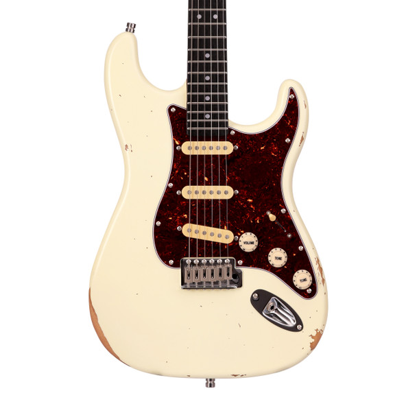 Patina PS-6 OW R Electric Guitar, Olympic White Relic 