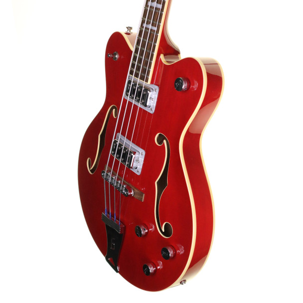 Gretsch G5442BDC Electromatic Hollow Body Short Scale Bass Guitar with Hard Case, Trans Red (pre-owned)