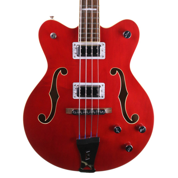 Gretsch G5442BDC Electromatic Hollow Body Short Scale Bass Guitar with Hard Case, Trans Red (pre-owned)
