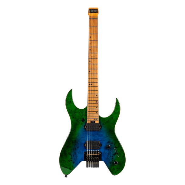 Spira S-500 Electric Headless Electric Guitar, Green Burst 