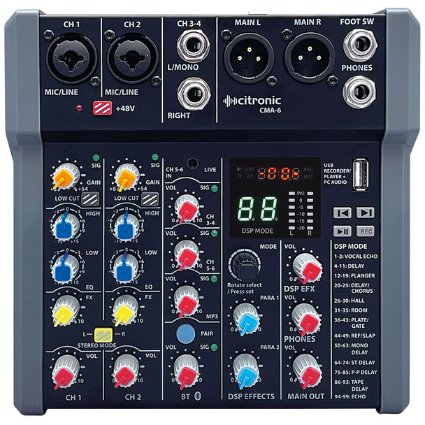 Citronic CMA-6 Compact Mixer with DSP FX and BT/USB  (ex-display)