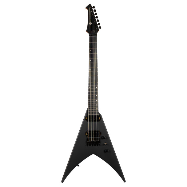 Spira V-407 MBK 7 String Electric Guitar, Satin Black 