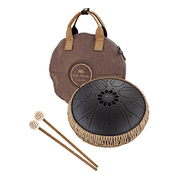 Meinl Sonic Energy 10 Inch Medium Octave Steel Tongue Drum, B Minor, Black 