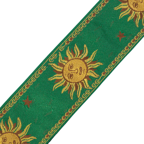 Levys Sun Design Jacquard Weave Guitar Strap, Green 